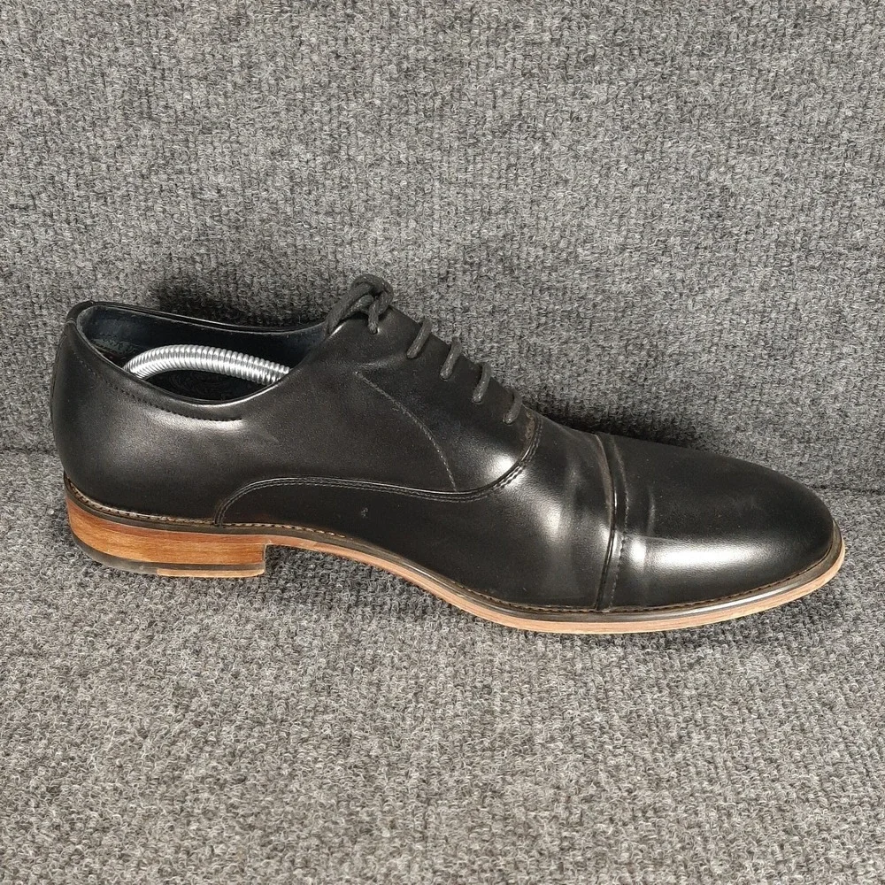 Bruno Marc Louis 2 Mens Black Leather Oxford Cap Toe Dress Shoes Size 12